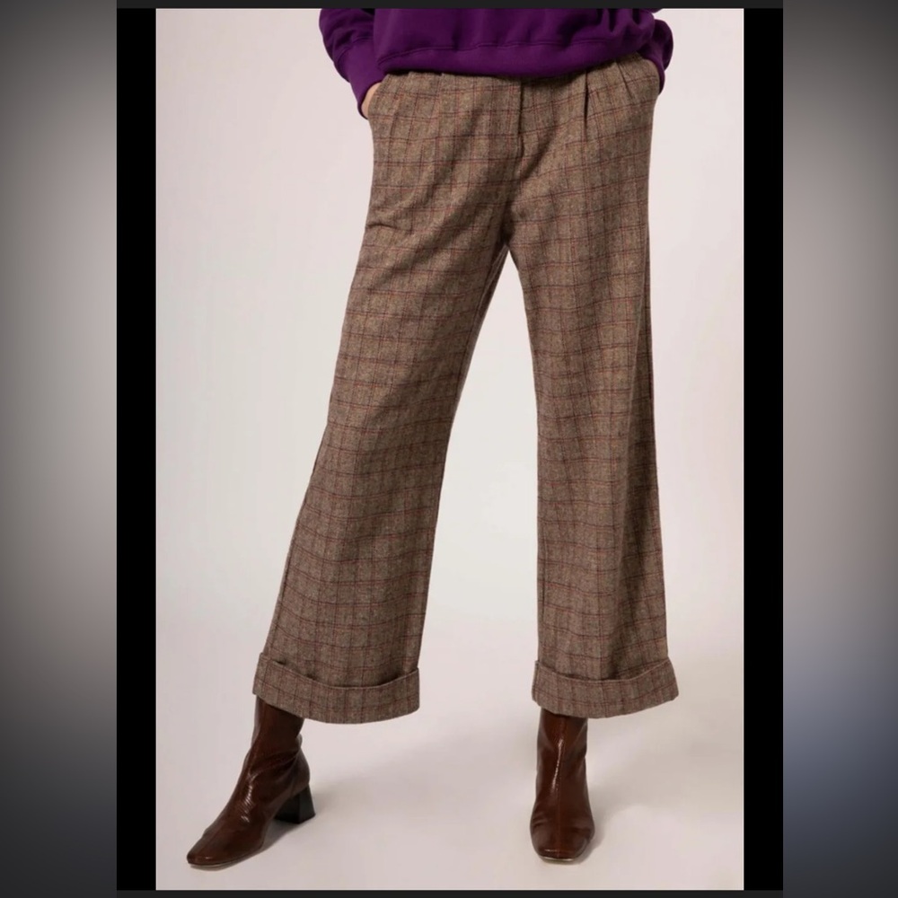 Frnch Paris Plaid Wide-Leg Women's Pants